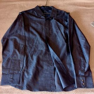 Dark Grey Men's Large Long Sleeve TwentyOne Men's Fitted Dress Shirt